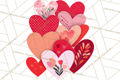 Valentine Hearts Clipart Glitter Heart PNG Patterned Graphic Product Image 4