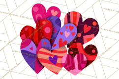 Valentine Hearts Clipart Glitter Heart PNG Patterned Graphic Product Image 5