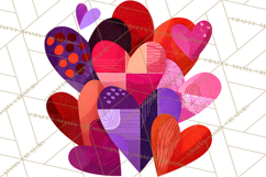 Valentine Hearts Clipart Glitter Heart PNG Patterned Graphic Product Image 3