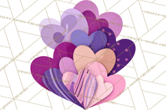 Valentine Hearts Clipart Glitter Heart PNG Patterned Graphic Product Image 3