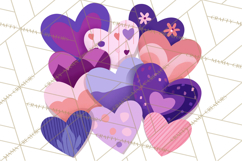 Valentine Hearts Clipart Glitter Heart PNG Patterned Graphic Product Image 2
