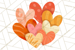 Valentine Hearts Clipart Glitter Heart PNG Patterned Graphic Product Image 4