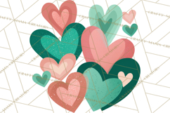 Valentine Hearts Clipart Glitter Heart PNG Patterned Graphic Product Image 4