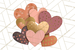 Valentine Hearts Clipart Glitter Heart PNG Patterned Graphic Product Image 3