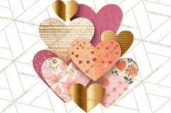 Valentine Hearts Clipart Glitter Heart PNG Patterned Graphic Product Image 5