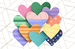 Valentine Hearts Clipart Glitter Heart PNG Patterned Graphic Product Image 3