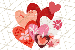 Valentine Hearts Clipart Glitter Heart PNG Patterned Graphic Product Image 4