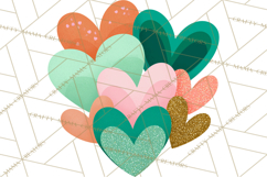 Valentine Hearts Clipart Glitter Heart PNG Patterned Graphic Product Image 5