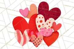 Valentine Hearts Clipart Glitter Heart PNG Patterned Graphic Product Image 5