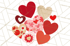 Valentine Hearts Clipart Glitter Heart PNG Patterned Graphic Product Image 3