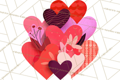 Valentine Hearts Clipart Glitter Heart PNG Patterned Graphic Product Image 4