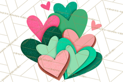 Valentine Hearts Clipart Glitter Heart PNG Patterned Graphic Product Image 2