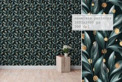 Dark pattern of leaves | Floral design with gold Product Image 2