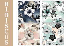 Hibiscus Seamless Patterns, Artistic Floral Surface Design Product Image 5