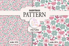 Ditsy Floral Seamless Pattern Hand-Drawn in Pinks &amp; Greens Product Image 1