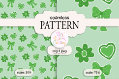 St Patrick&#039;s Day Seamless Pattern Green Bows &amp; Hearts Product Image 1