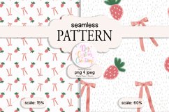 Strawberries and Bows Seamless Pattern - Hand drawn Product Image 1