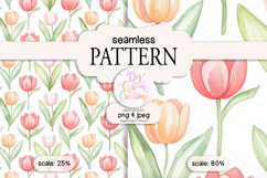 Seamless Pattern - Watercolor Tulips - Floral Digital Paper Product Image 1