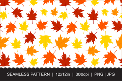 Autumn Maple Leaves Seamless Pattern PNG JPG Product Image 1