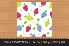 Seamless Grapes Pattern - Colorful Grape Bunches and Leaves Product Image 2