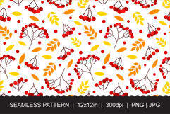 Autumn Rowan Berries Pattern PNG JPG Product Image 1