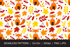 Autumn Fox Seamless Pattern PNG JPG Product Image 1