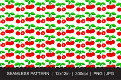 Seamless Cherry Pattern - Red Sweet Berries and Leaves Product Image 1