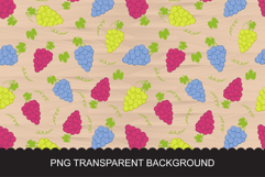 Seamless Grapes Pattern - Colorful Grape Bunches and Leaves Product Image 3