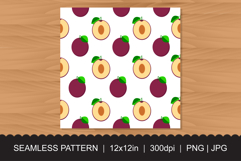 Seamless Plum Pattern - Purple Fruit Whole and Half Cut Product Image 3