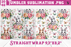 Spring Tumbler Sublimation | Spring bunny &amp; flowers pattern Product Image 1