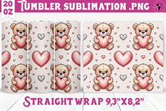 Valentines Tumbler | Cute bear with hearts sublimation Product Image 1