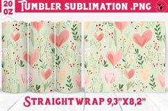 Spring Tumbler | Watercolor flowers, hearts pattern Product Image 1
