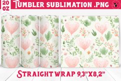 Spring Tumbler | Watercolor flowers, hearts pattern Product Image 1