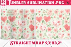 Spring Tumbler | Watercolor flowers, hearts pattern Product Image 1