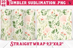 Spring Tumbler | Watercolor flowers, hearts pattern Product Image 1