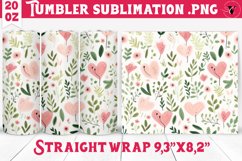 Spring Tumbler | Watercolor flowers, hearts pattern Product Image 1