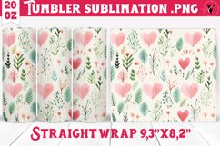 Spring Tumbler | Watercolor flowers, hearts pattern Product Image 1
