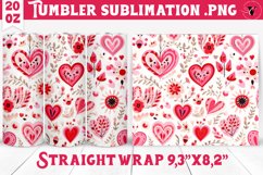 Spring Tumbler | Watercolor flowers, hearts pattern Product Image 1