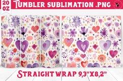 Spring Tumbler | Watercolor flowers, hearts pattern Product Image 1