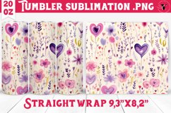 Spring Tumbler | Watercolor flowers, hearts pattern Product Image 1