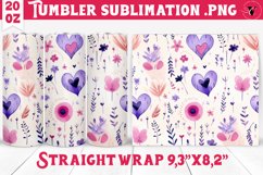 Spring Tumbler | Watercolor flowers, hearts pattern Product Image 1