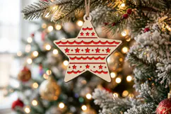 Pattern Wood Christmas Star SVG Tiny Stars Red Ornament Product Image 2