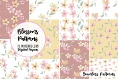 Blossoms Spring Patterns Seamless Watercolour Flower Pink Product Image 1