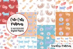 Fun Cats Watercolor Patterns Seamless Colourful Modern Product Image 1