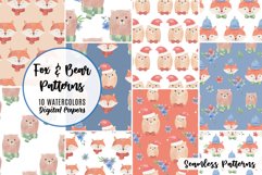 Fox & Bear Christmas Watercolor Patterns Seamless Holiday Product Image 1