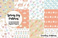 Spring Veg Patch Watercolor Patterns Seamless Garden Fun Product Image 1