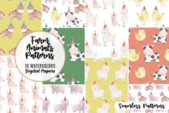 Farm Yard Watercolor Patterns Seamless Party Animals Product Image 1