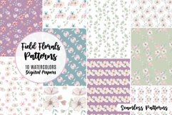 Field Flowers Watercolor Patterns Seamless Leaves Florals Product Image 1
