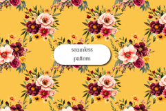 Romantic Burgundy Floral Seamless Pattern | Vintage Autumn Product Image 1