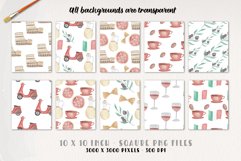 Italian Watercolor Patterns Seamless Italy Pizza Wine Product Image 3